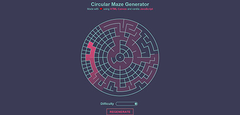 Thumbnail of the circular maze generator page